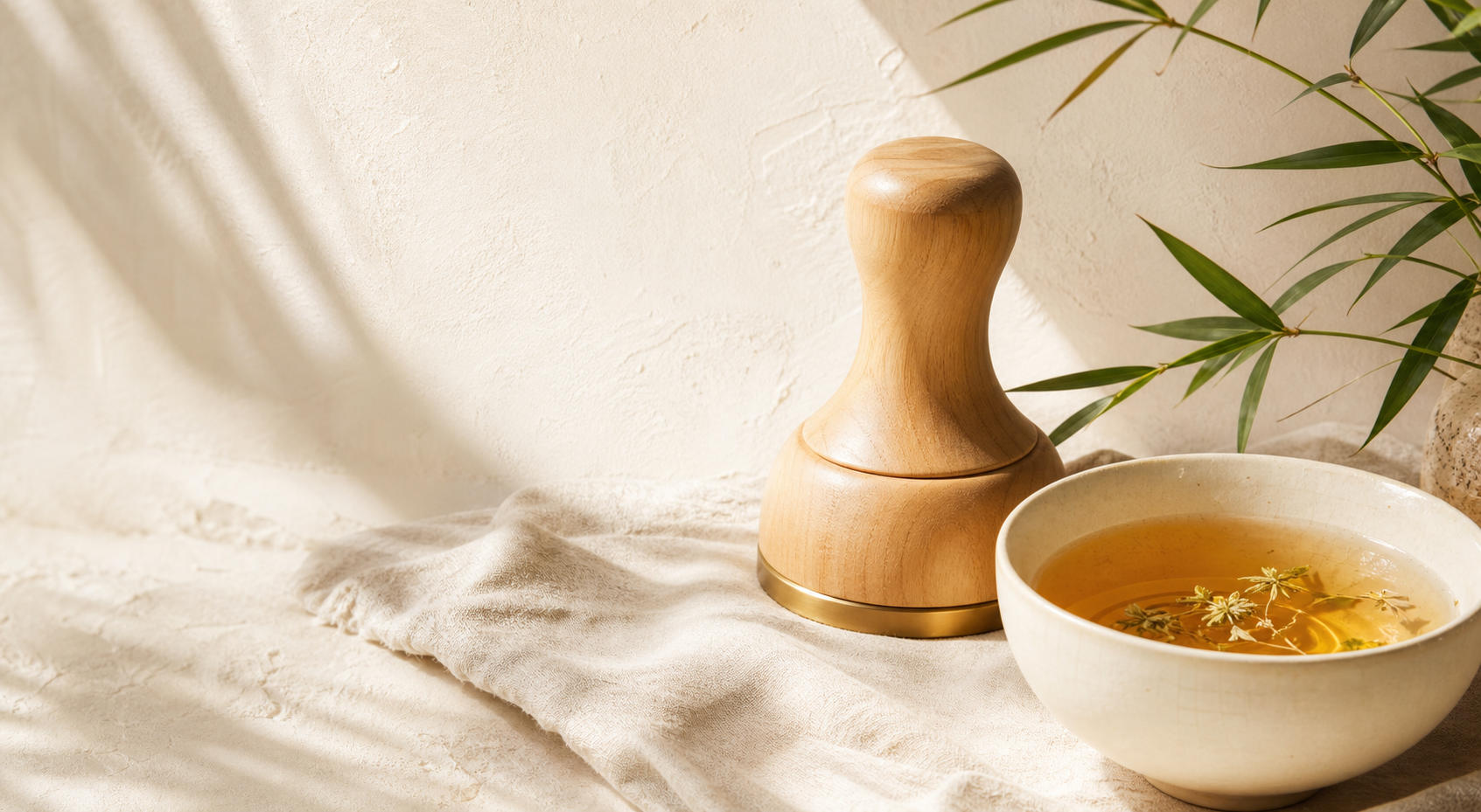 木质养护器具与草本茶饮细节